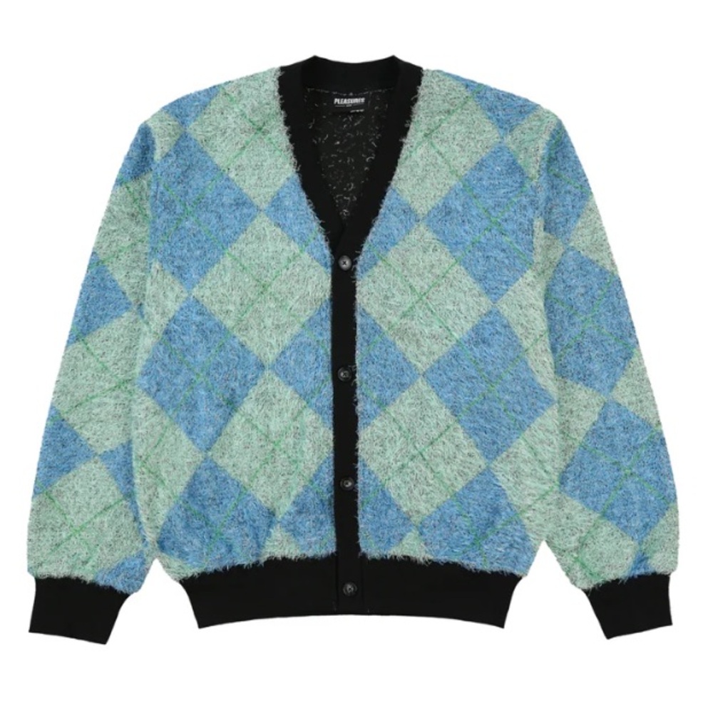 Pleasures Rev Green Aqua Fuzzy Sweater Cardigan